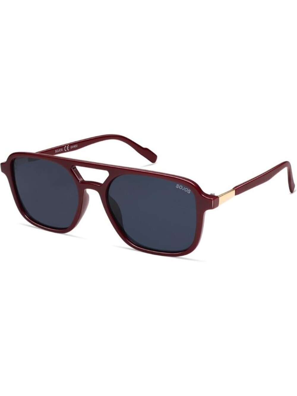 Sojos Women Mens Red Frame Trendy Rectangle Retro Aviator Shades Sunglasses